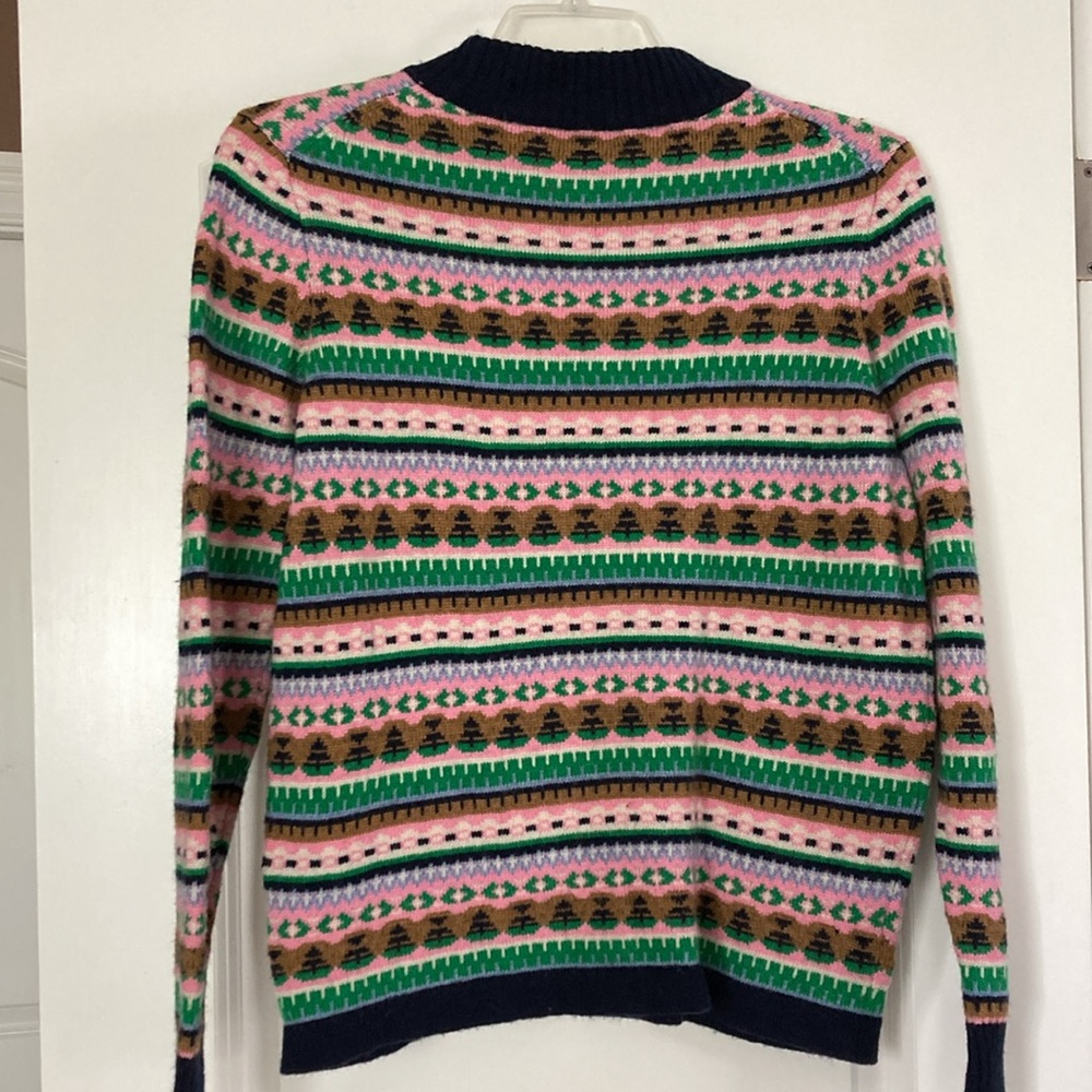 J Crew Mock Neck Lambs Wool Blend Fair Isle Sweater - XL - Picture 4 of 8